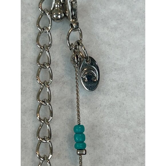 Charming Charlie Coral Turquoise Silver Tone Beaded Necklace Long Adjustable - Picture 3 of 5